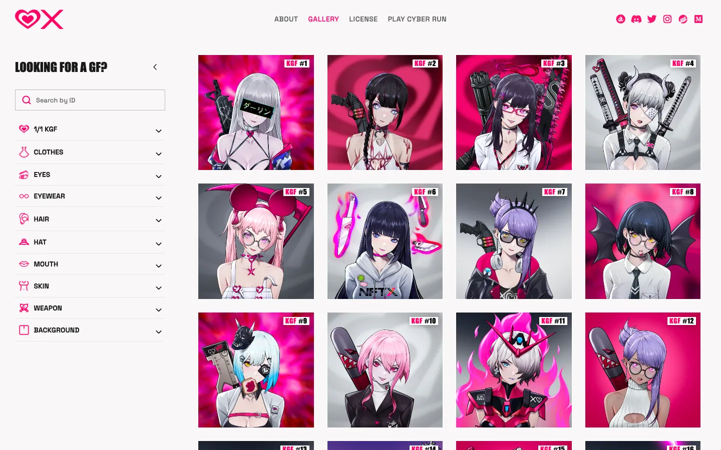 Screenshot of the Killer GF Gallery homepage