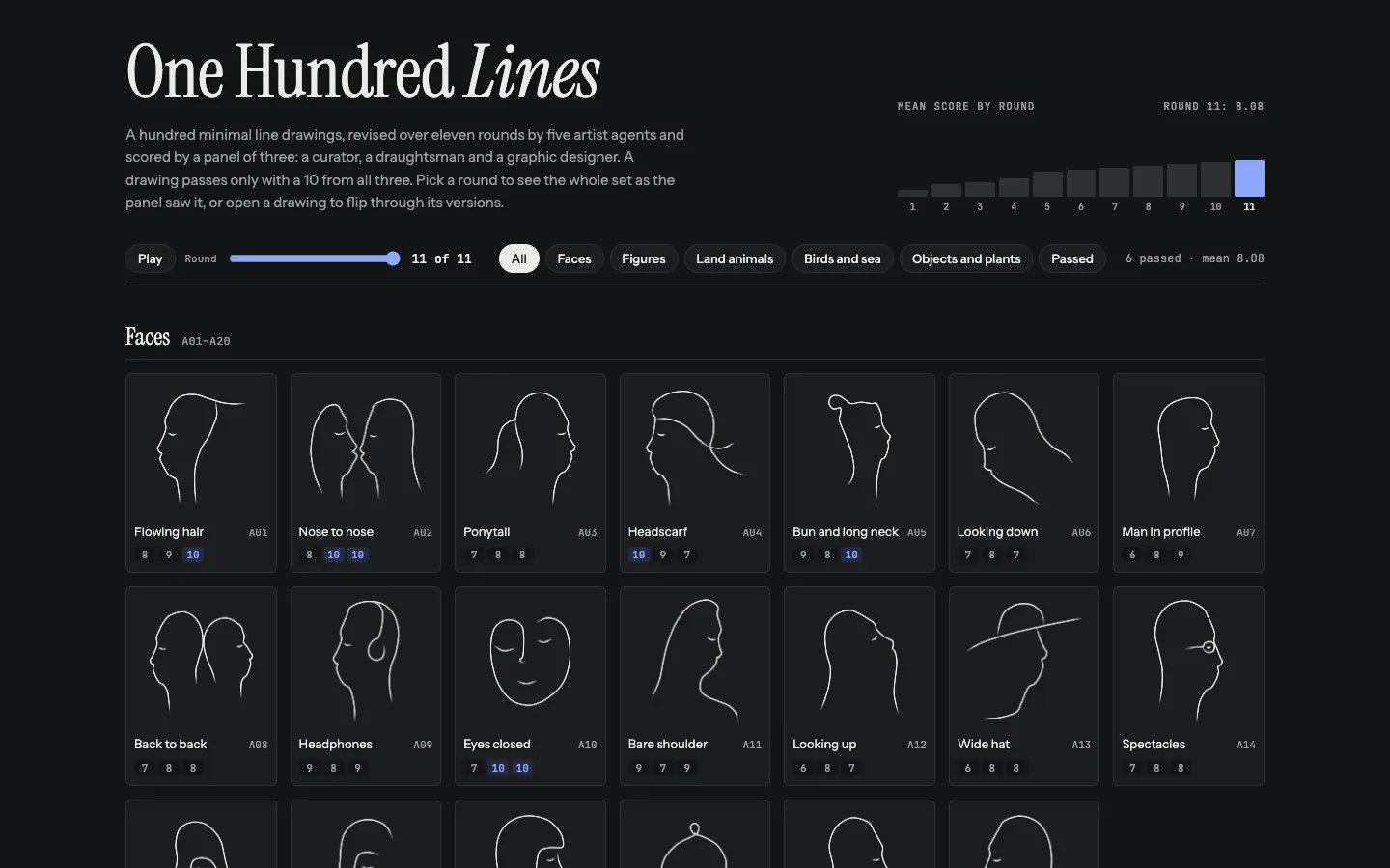 Screenshot of the One Hundred Lines homepage